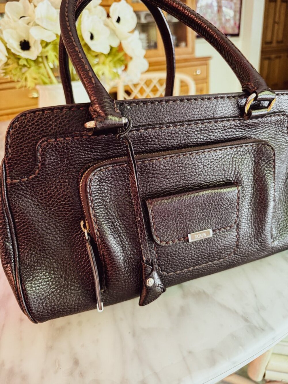 Tod's Brown Leather Girelly Top Handle Bag ￼Authentic